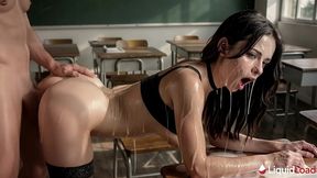 a student came to me to retake her exam and got fucked and covered in cum in exchange for a good grade [ai]