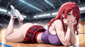 fiery kouhai hentai goddess moans riding wild in empty sports hall