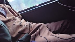 Risky wank on bus