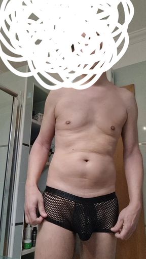 Getting horny in my see-through boxerbriefs and jerking off