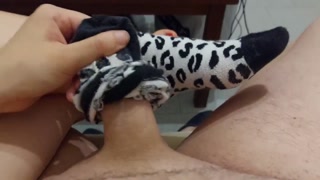 I masturbate my slave with a sock telling him he has a small cock Onlyfans Mistress Darkshine