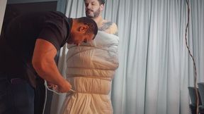 Tape bondage and foot fetiche