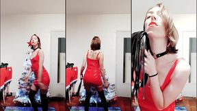 5 decembre : voici une danse de dominatrice avec robe en latex et fouet ! fouish...