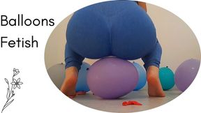 Colored balloons popped with my yoga pants