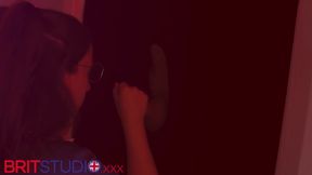 Nurse Greene deepthroats and swallows cum at the gloryhole