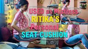 USED as MISTRESS RITIKA'S Personal Seat Cushion – Full Weight JEANS FACE SITTING