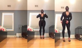 Gudrun’s Spandex Catsuit Transformation in Heels and Masks