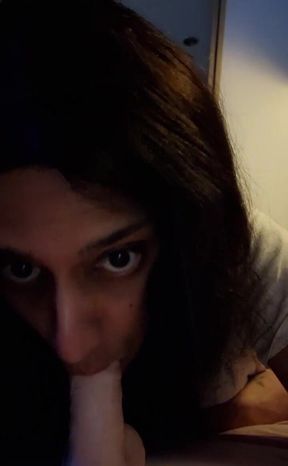 Sucking on 6" Dildo