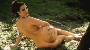 Smoking sexy Swiss BBW MILF Daisy Marchesi takes off her wet clothes outdoor