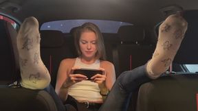 Foot fetish in car - Princess Leya has the best soles