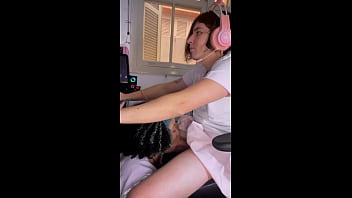 Blowjob while playing games with anal sex creampie