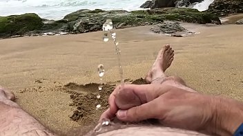 self pee at a nude beach