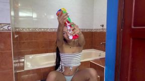 Fucking my pussy with my beach ball, part 2