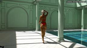 ”Mary Kalisy hot brunette milf in red lingerie”