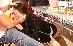 Amateur blow job of an amateur slut under the kitchen table