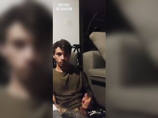 Tattooguy66 jerking hard uncut schlong
