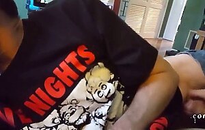 Buddy blows me on the couch while I stroke him CIM swallow