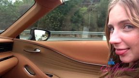 Vacation and drive with pretty girl Macy Meadows, driving rubbing her pussy