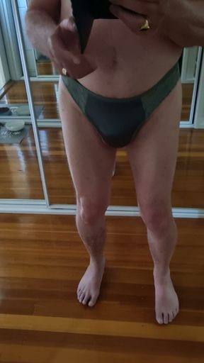 Satin and lace panties and my little cock