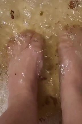 Washing My Feet with Rose Petals and Herbs After a Hard Day of Work