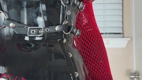 Red Rubberdoll Pumps Her Vibrating Latex Sheath