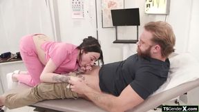 I am anal fucking my busty shemale nurse