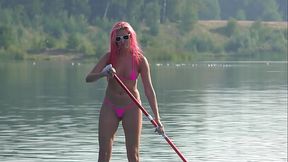 SUP and pink micro bikini