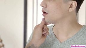 Big boobs stepmom has needs and wants her stepson to fulfill them.She tittyfucks and deepthroats his cock.He then anal fucks the busty milf