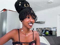 Petite ebony teen on first time casting