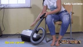 Lady Luciana vacuum on mistress soles close up cam