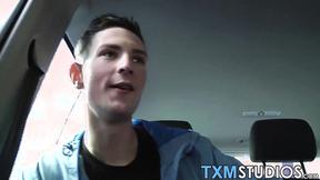 ”Skinny young twinks cum on each other after ass fucking threesome”