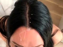 Naughty stepmom rewarded with hot facial after taboo blowjob