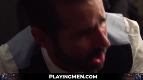Elegant stud spreads coworker's butt and pounds it hard with intense thrusts