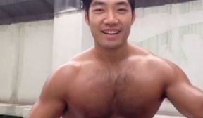 Korean Personal Trainer Is Jerking Off On The Roof