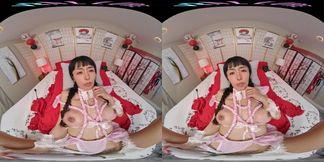 POV VR with busty brunette Asian slut in lingerie - Pov