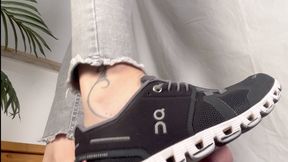 On Cloud Cockcrush and Shoejob - Cock trampling with very used OnCloud Sneakers ends in a huge cumplosion on my sneakers - CBT, Giantess, Shoe slave and Tramplegirl Leilas View - Sneaker fetish - HD quality