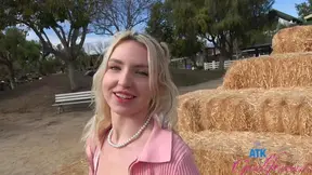 Blonde Chick Britt Blair Gets Tapped Outdoors Amidst Public Stares