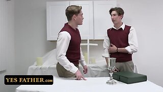 Rebellious church boys defy authority and engage in forbidden acts on the ritual altar: anal penetration, cumshot surprises, and taboo desires unleashed!