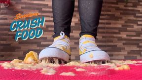 Goddess Lohan mashing a banana with her sneakers (720)