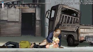 Adorable blonde has sex with zombie man inside naughty cartoon