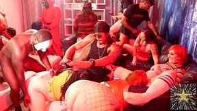 spooky interracial halloween orgy