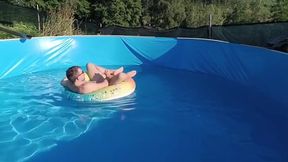 Wet Summer Ride. Handjob in the Pool