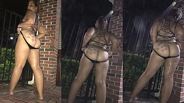 Thick Cheating Lightskin Slut With Perfect Ass Showing Off Outside By The Pool And Fucked By BBC