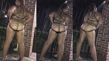 Thick Cheating Lightskin Slut With Perfect Ass Showing Off Outside By The Pool And Fucked By BBC