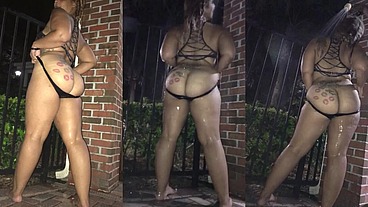 Thick Cheating Lightskin Slut With Perfect Ass Showing Off Outside By The Pool And Fucked By BBC