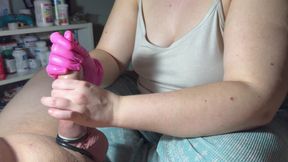 Full Handjob with Latex Gloves and Condom