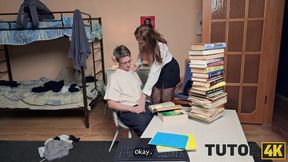 Hot MILF Sherri OST bangs college students in the dormitory with her massive natural tits