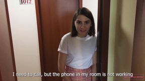 Let the Juicy Neighbor in My Hotel Room, Fucked Her and Cum Twice