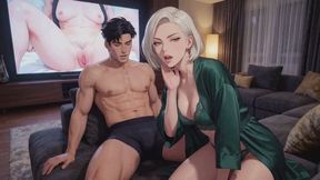 Bisexual Encouragement Stories #23B: Stroking My Alpha's Huge Cock on the Big Screen (Animated)