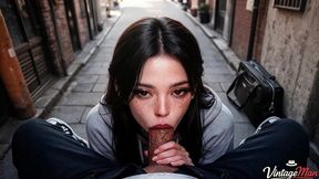 a stranger took a random girl to an alley where she was fucked [ai]